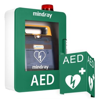 AED (binnen) wandkast Mindray met alarm - Groen