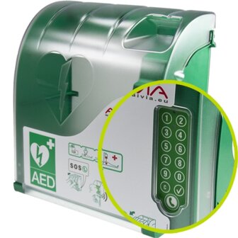 AED (buiten) wandkast Aivia 230 met Tel. aansluiting PIN en alarm