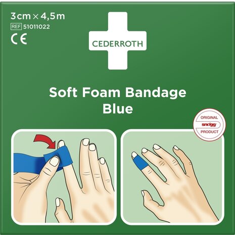 Cederroth Soft Foam Bandage - blauw - 3 cm x 4,5 m