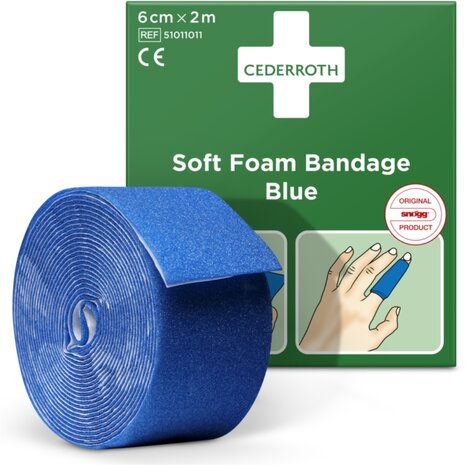 Cederroth Soft Foam Bandage - blauw - 6 cm x 2 m