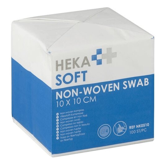 Heka soft nonwoven kompres 100 stuks 10 x 10 cm niet steriel